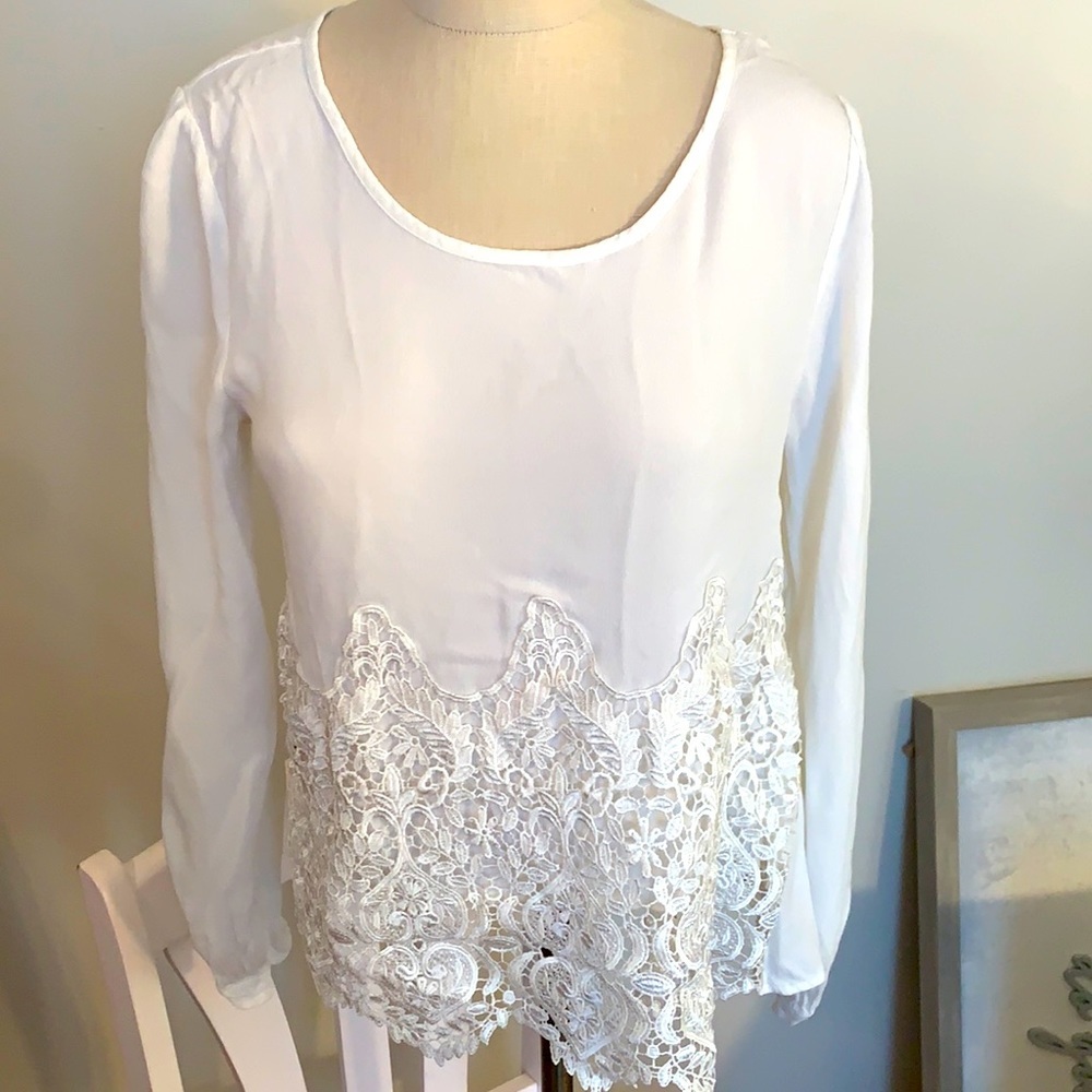 White Lace Blouse Size Medium